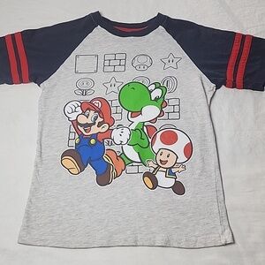 Nintendo Super Mario Boys Size 8 Graphic Tee Mario Yoshi Toad Gamer Shirt